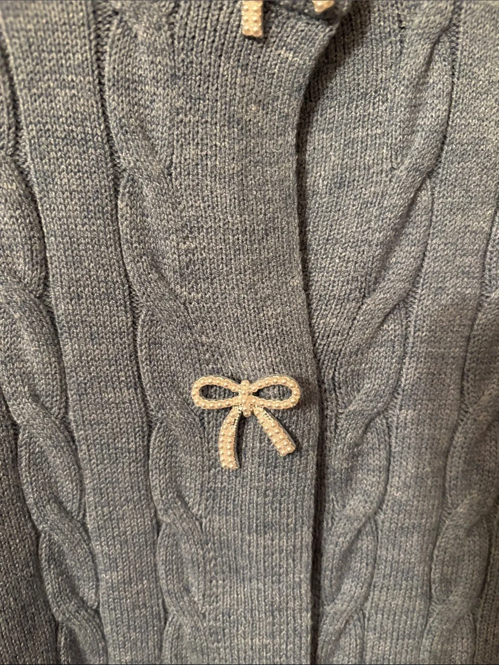 Women's Light Blue Cable Knit Cardigan Sweater